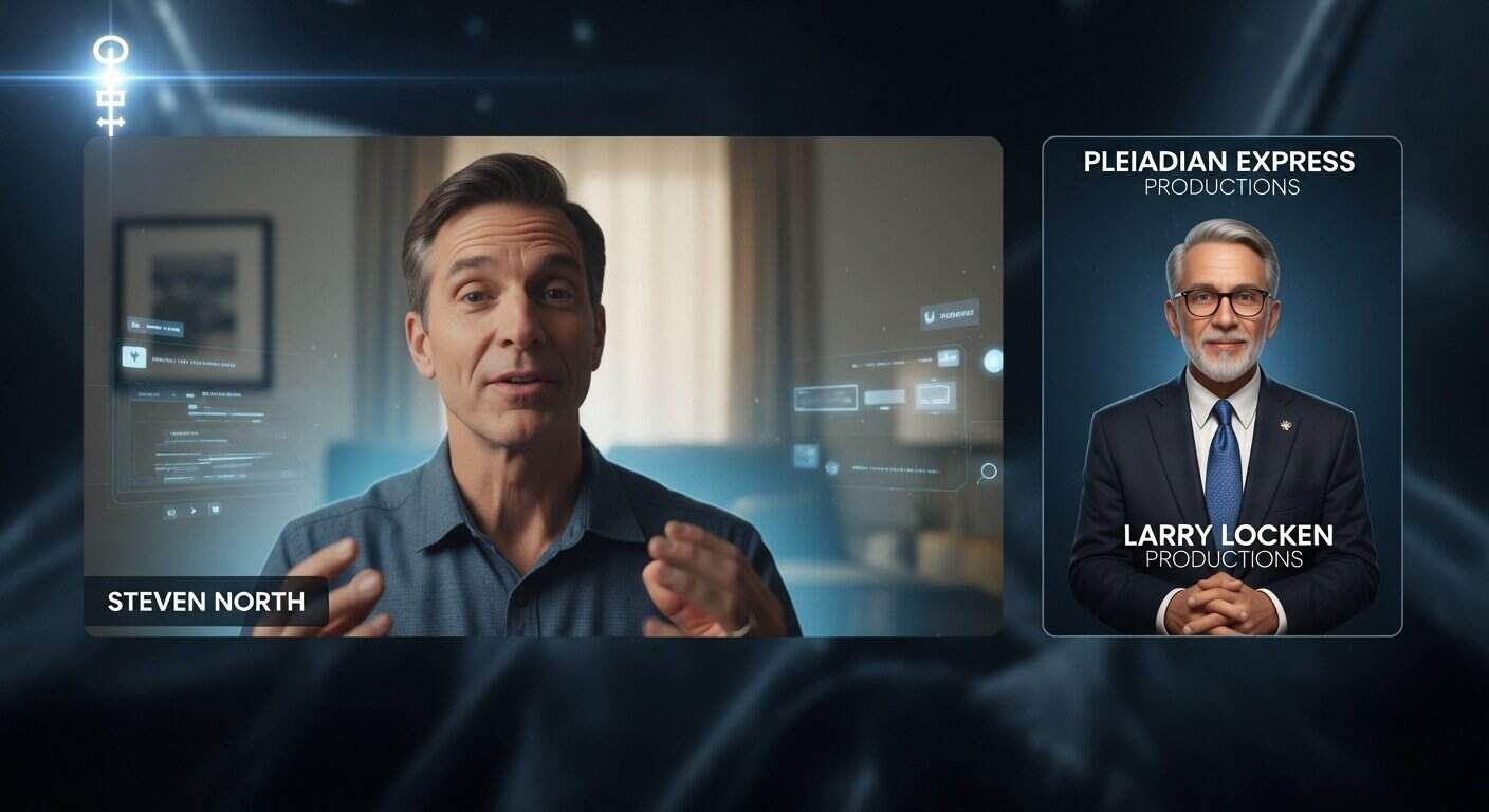 Steven North during an interview with Larry Locken for Pleiadian Express Productions, discussing spiritual insights and cosmic topics.