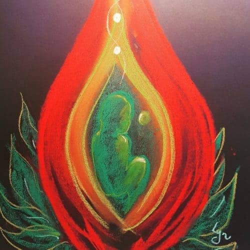 Amy North in the womb of rebirthing