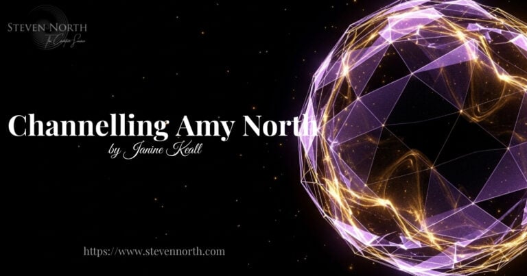 Abstract digital art representing spiritual channelling with glowing geometric shapes, symbolising connection and energy, related to Amy North and spiritual experiences.