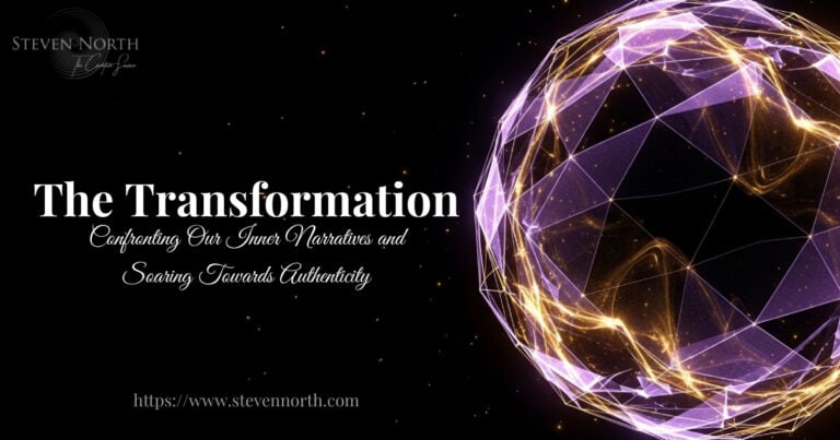 Empowering personal growth through confronting inner narratives, symbolised by a glowing geometric sphere representing transformation and authenticity.
