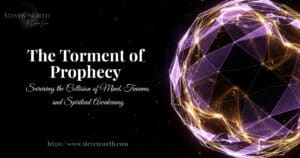 Abstract digital art representing the collision of mind, trauma, and spiritual awakening with glowing interconnected lines and a dark background.